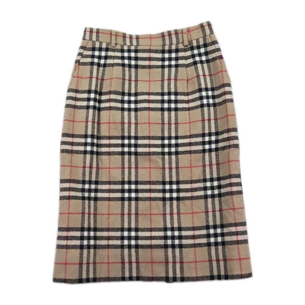 Vintage Burberry Skirt Nova Plaid‎ Womens 26" Waist Wool Made in England